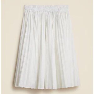 NEW J. Crew Smocked-waist Pleated Skirt White Womens Size XS Spring Summer Midi